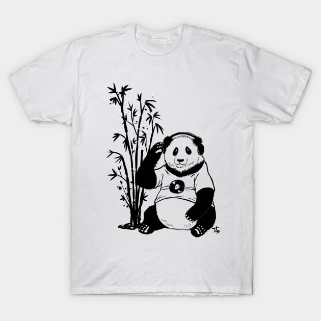 Panda With Headphones T-Shirt by ThompsonTom Tees